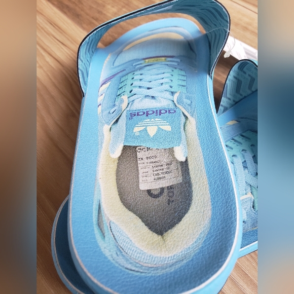 Adidas Adilette Premium ZX 8000 FX4379 Slides Sandals Blue Yellow Size 7 - Picture 2 of 5